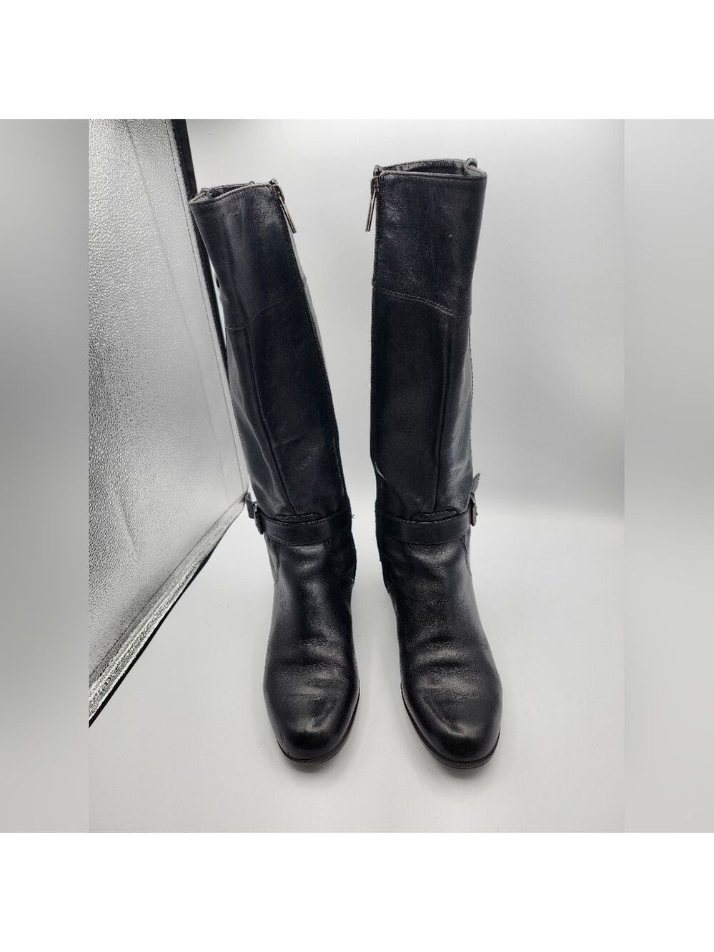 Bandolino Black Leather Tall Boots Sz 9